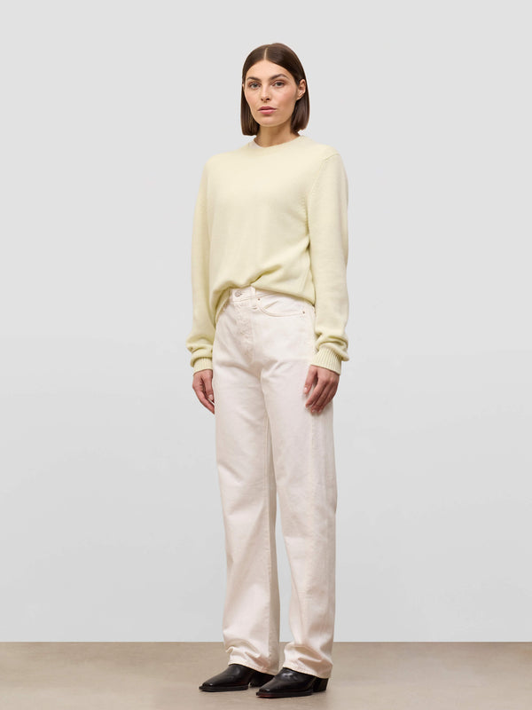 Begg & Co Womens Hepburn Crew White Tea Cashmere Sweater - Begg X Co