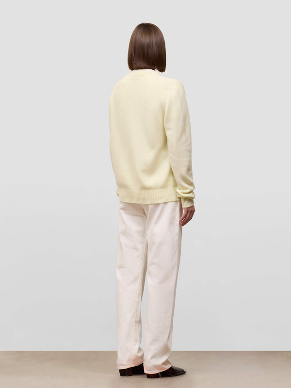 Begg & Co Womens Hepburn Crew White Tea Cashmere Sweater - Begg X Co