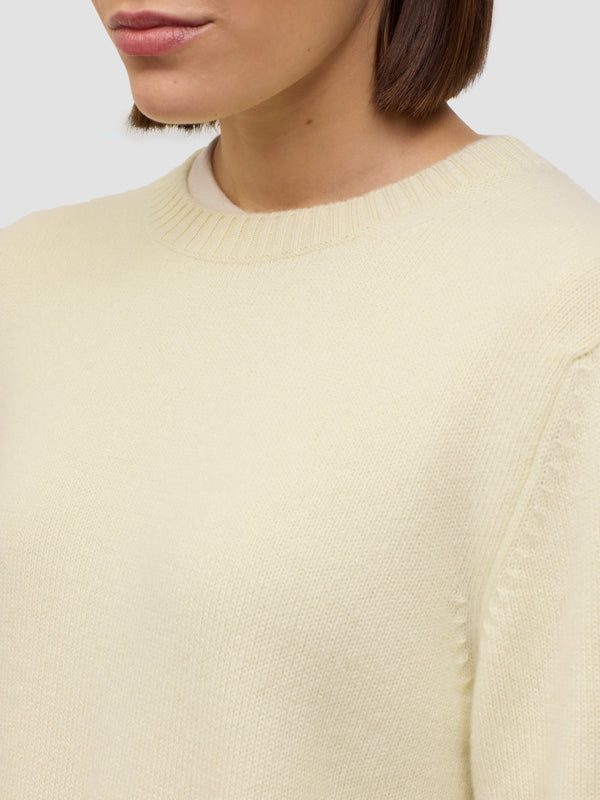 Begg & Co Womens Hepburn Crew White Tea Cashmere Sweater - Begg X Co
