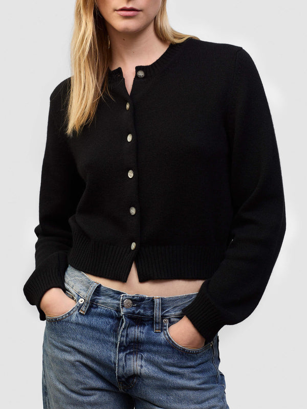 Begg & Co Womens Hepburn Golfer Black Cashmere Cardigan - Begg X Co