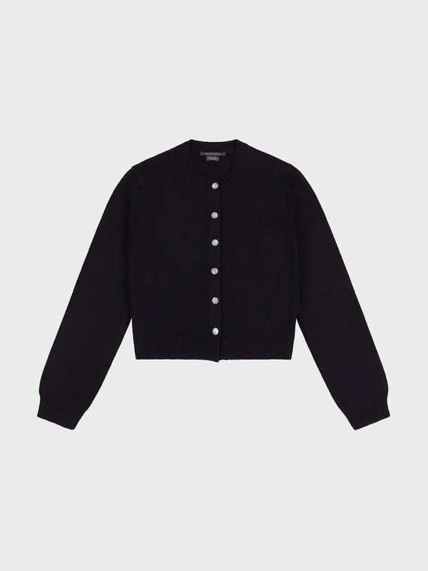 Begg & Co Womens Hepburn Golfer Black Cashmere Cardigan - Begg X Co