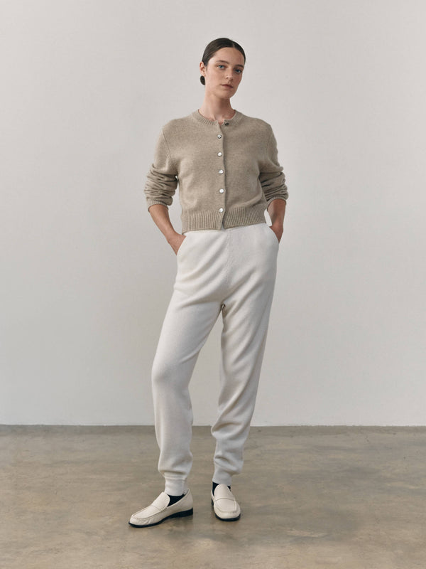 Begg & Co Womens Hepburn Golfer Cashmere Cardigan Natural Melange