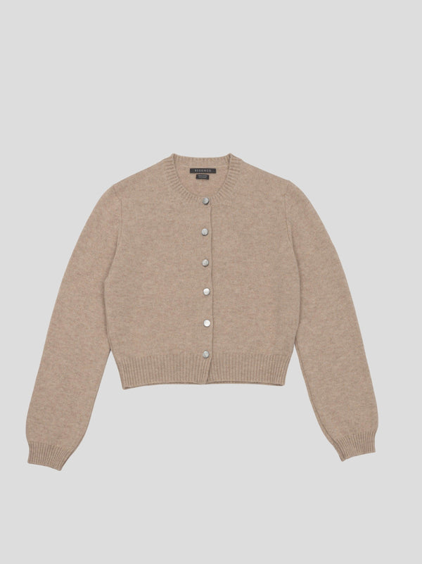 Begg & Co Womens Hepburn Golfer Cashmere Cardigan Natural Melange