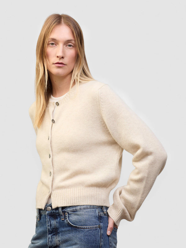 Begg & Co Womens Hepburn Golfer Light Natural Cashmere Cardigan - Begg X Co
