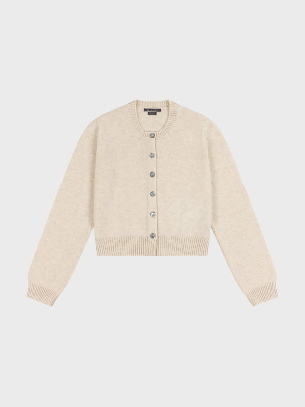 Begg & Co Womens Hepburn Golfer Light Natural Cashmere Cardigan - Begg X Co