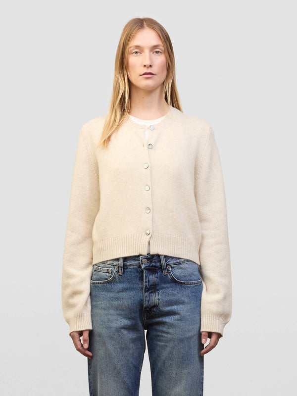 begg & co Womens Hepburn Golfer Light Natural Cashmere Cardigan - Begg x Co