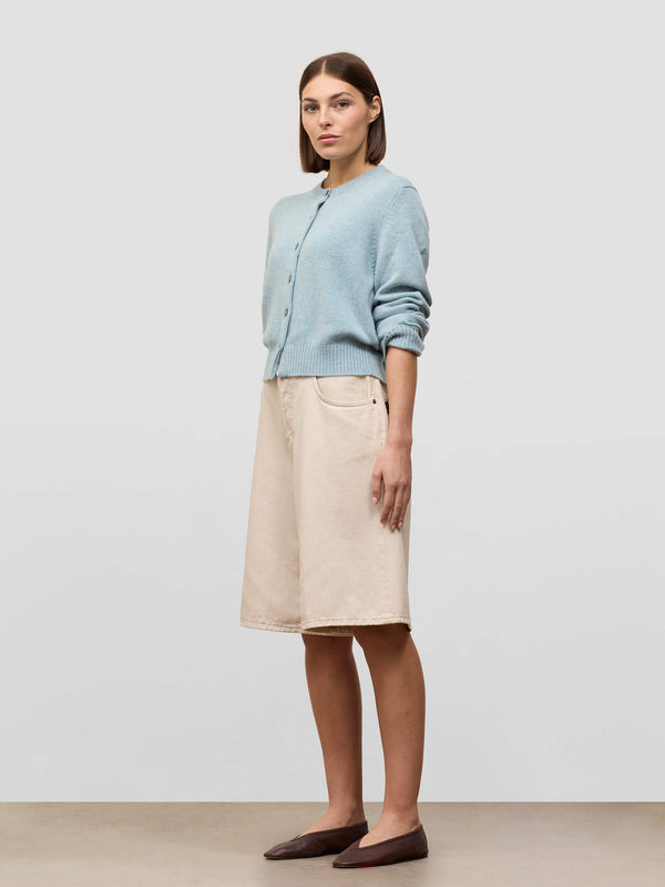 Begg & Co Womens Hepburn Golfer Powder Blue Cashmere Cardigan - Begg X Co