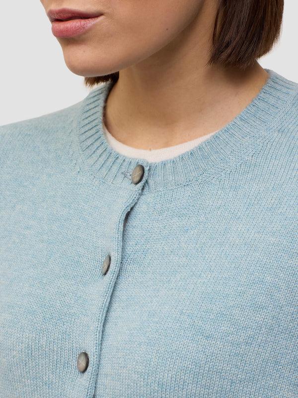Begg & Co Womens Hepburn Golfer Powder Blue Cashmere Cardigan - Begg X Co