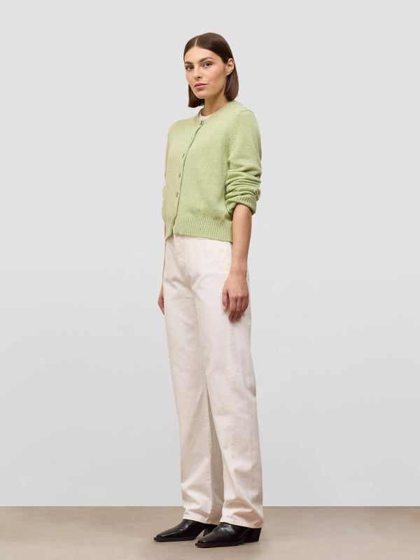 Begg & Co Womens Hepburn Golfer Sorrel Green Cashmere Cardigan - Begg X Co