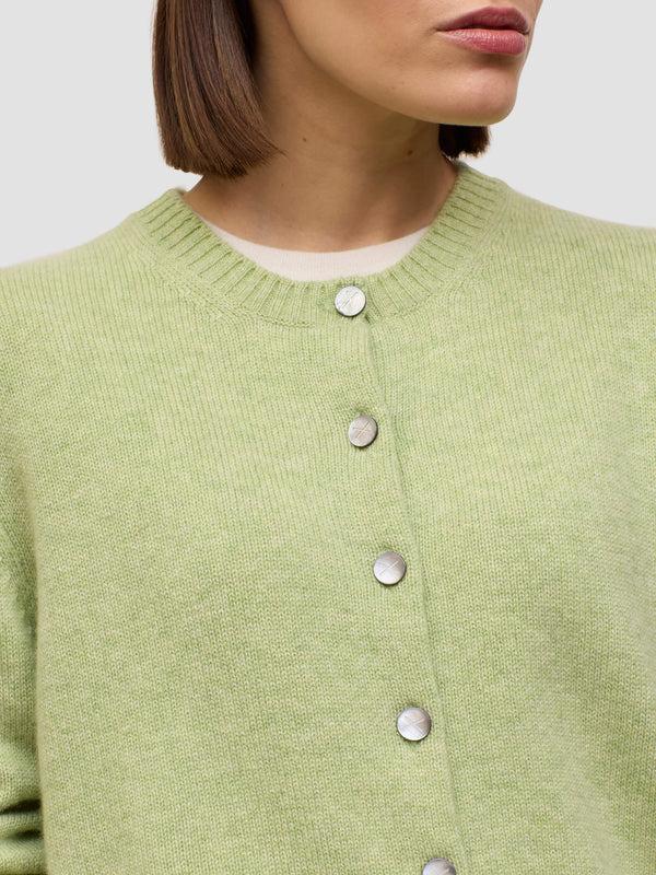 Begg & Co Womens Hepburn Golfer Sorrel Green Cashmere Cardigan - Begg X Co