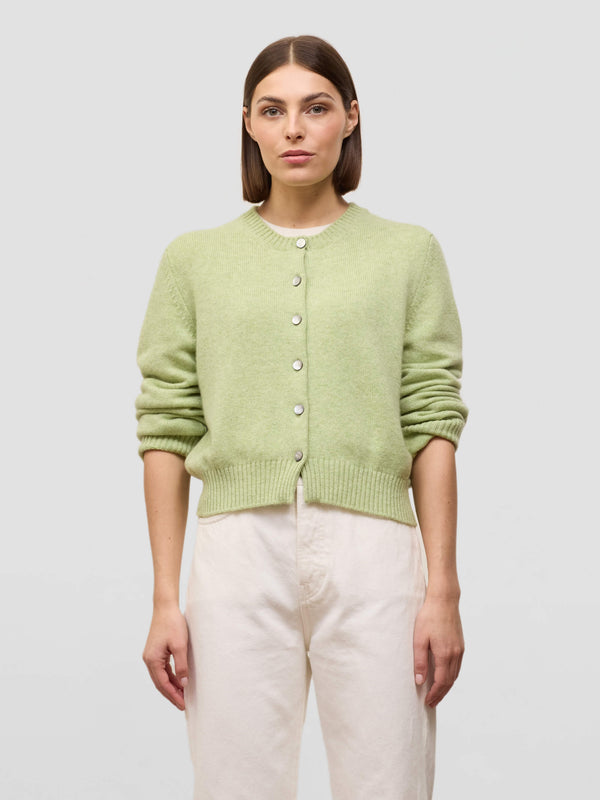 begg & co Womens Hepburn Golfer Sorrel Green Cashmere Cardigan - Begg x Co