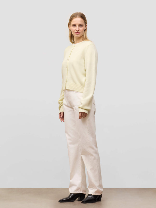 begg & Co Womens Hepburn Golfer White Tea Cashmere Cardigan - Begg X Co