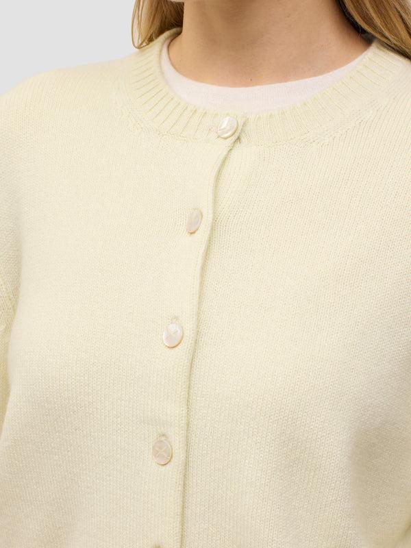 begg & Co Womens Hepburn Golfer White Tea Cashmere Cardigan - Begg X Co