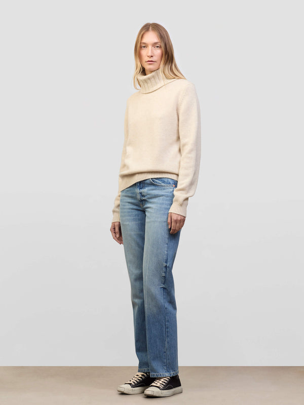 Begg & Co Womens Hepburn Light Natural Cashmere Roll Neck Sweater - Begg X Co