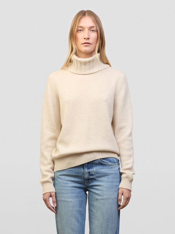 begg & co Womens Hepburn Light Natural Cashmere Roll Neck Sweater - Begg x Co