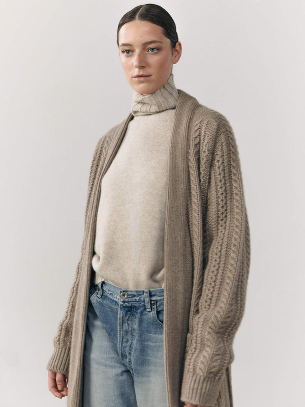 Begg & Co Womens Iona Coat Cashmere Knitted Cardigan Brown Undyed