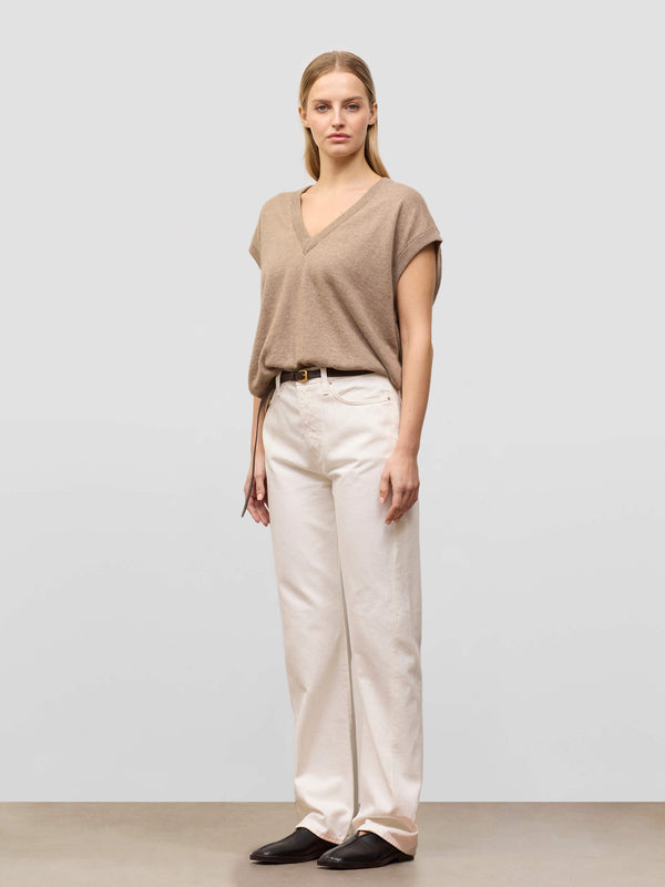 Begg & Co Womens Iris Brown Undyed Cashmere Vest - Begg X Co