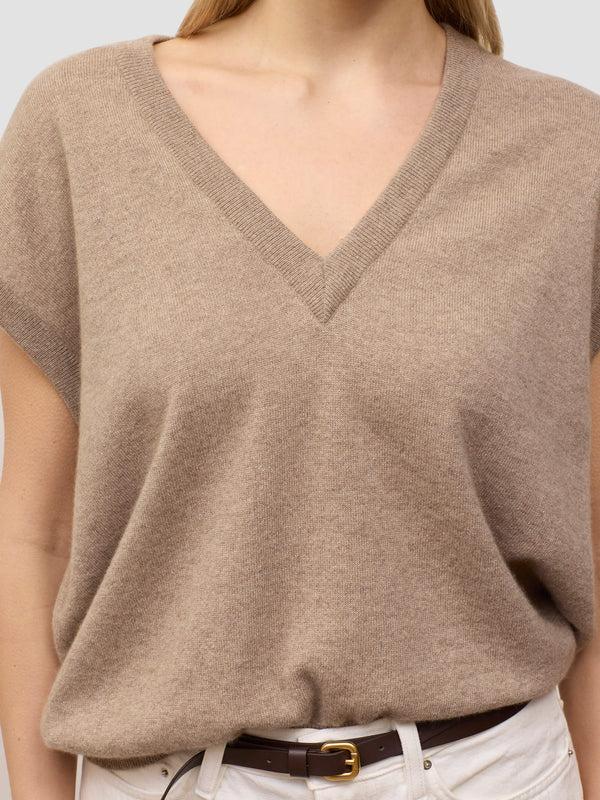 Begg & Co Womens Iris Brown Undyed Cashmere Vest - Begg X Co
