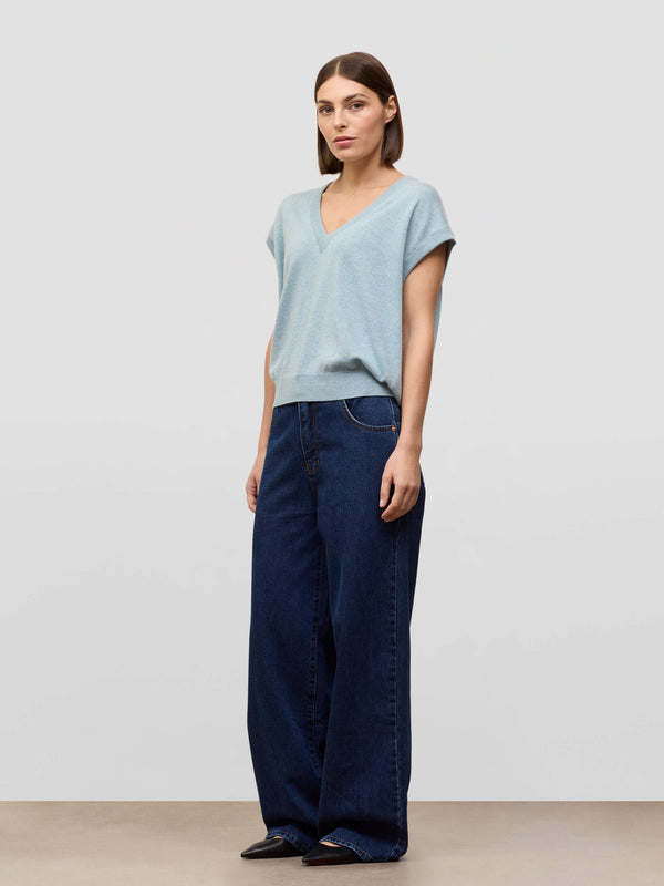 Begg & Co Womens Iris Powder Blue Cashmere Vest - Begg X Co