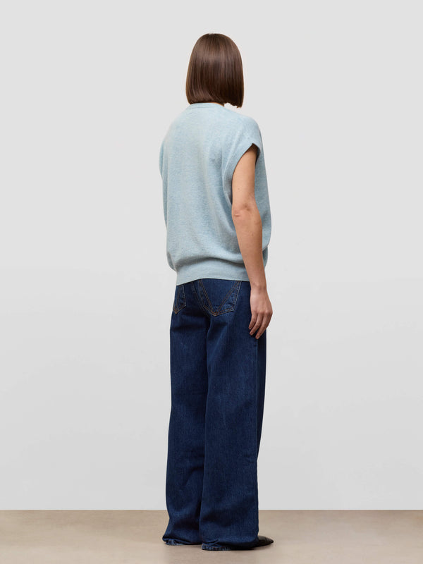 Begg & Co Womens Iris Powder Blue Cashmere Vest - Begg X Co