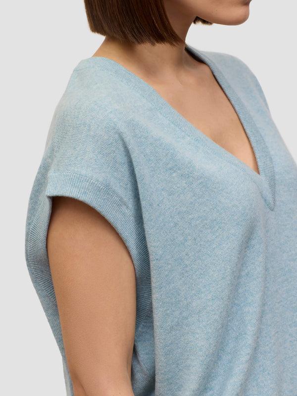 Begg & Co Womens Iris Powder Blue Cashmere Vest - Begg X Co