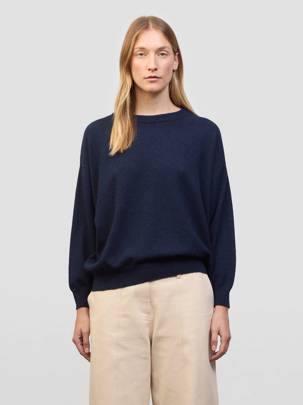 begg & co Womens Jade Cosmos Navy Cashmere Sweater - Begg x Co