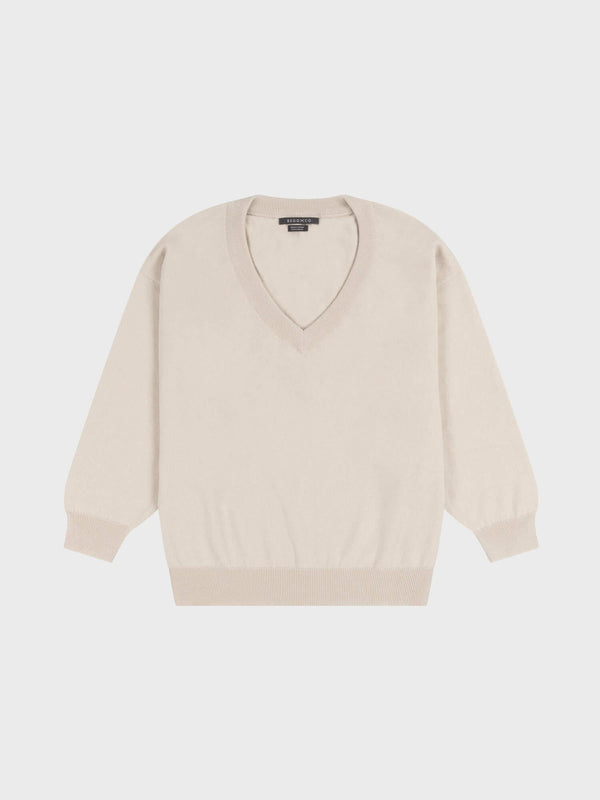 Begg & Co Womens Jade Earl Grey Cashmere V Neck Sweater - Begg X Co