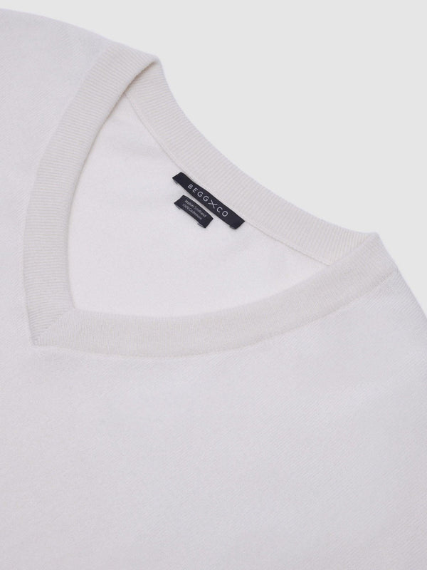 Begg & Co Womens Jade Knitted Cashmere V-Neck Sweater Frost - Begg X Co