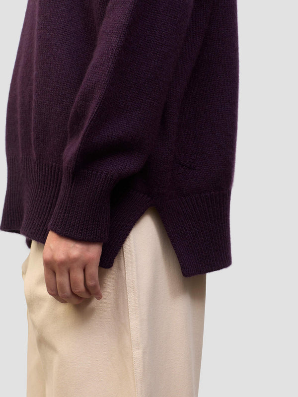 Begg & Co Womens Kiso Deep Purple Cashmere Roll Neck Sweater - Begg X Co