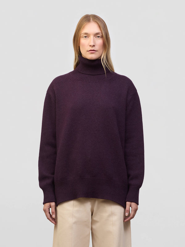 begg & co Womens Kiso Deep Purple Cashmere Roll Neck Sweater - Begg x Co