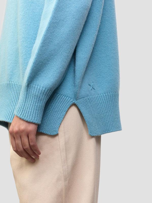 Begg & Co Womens Kiso Heron Blue Cashmere Roll Neck Sweater - Begg X Co