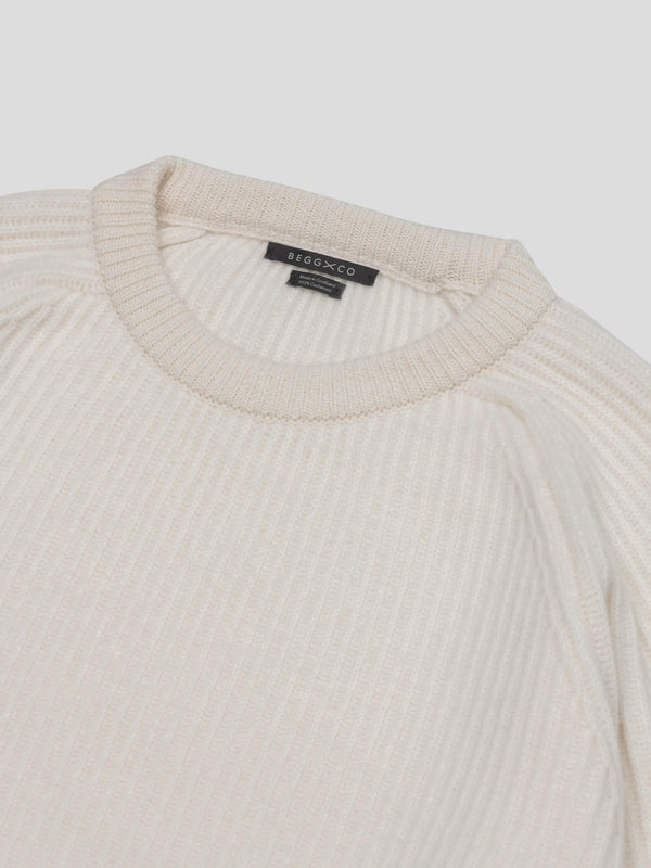 Begg & Co Womens Kita Ice White Cashmere Sweater - Begg X Co