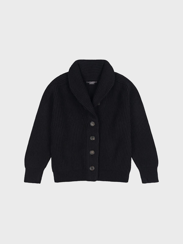 Begg & Co Womens Mini Yacht Black Cashmere Cardigan - Begg X Co