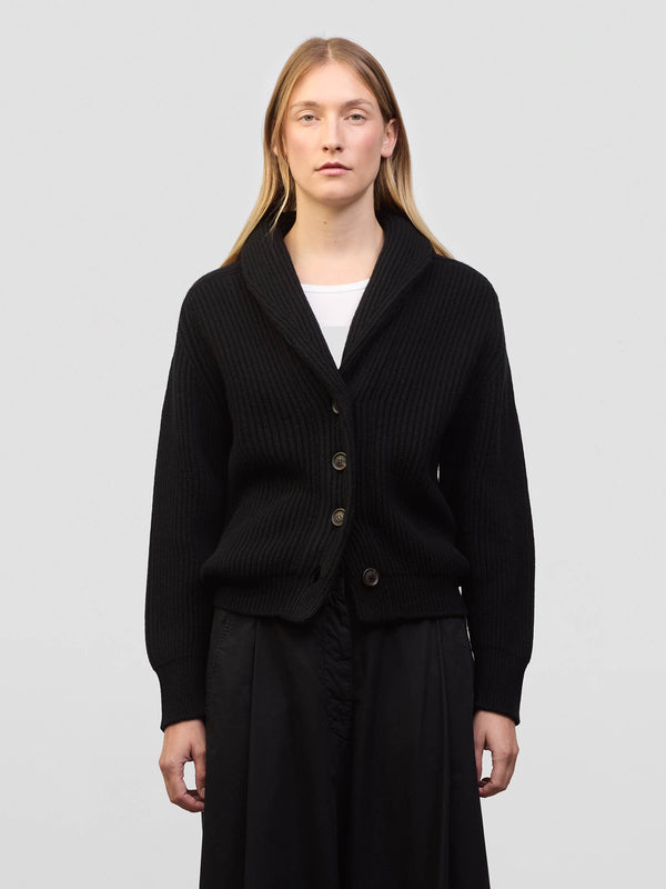 begg & co Womens Mini Yacht Black Cashmere Cardigan - Begg x Co