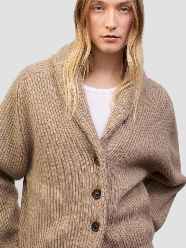 Begg & Co Womens Mini Yacht Brown Undyed Cashmere Cardigan - Begg X Co