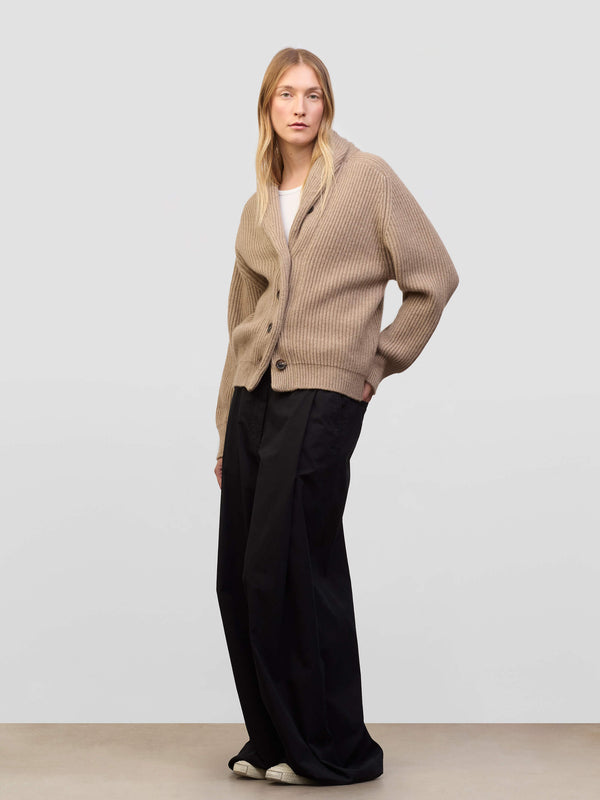 Begg & Co Womens Mini Yacht Brown Undyed Cashmere Cardigan - Begg X Co