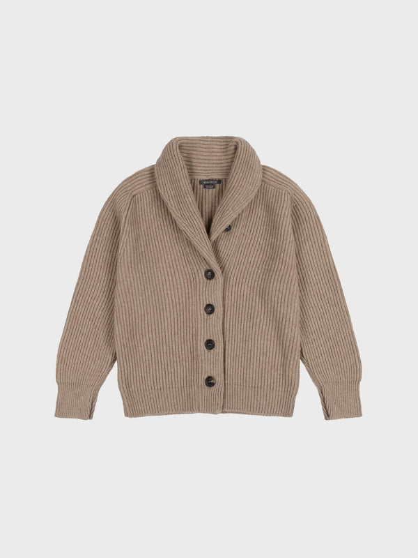 Begg & Co Womens Mini Yacht Brown Undyed Cashmere Cardigan - Begg X Co
