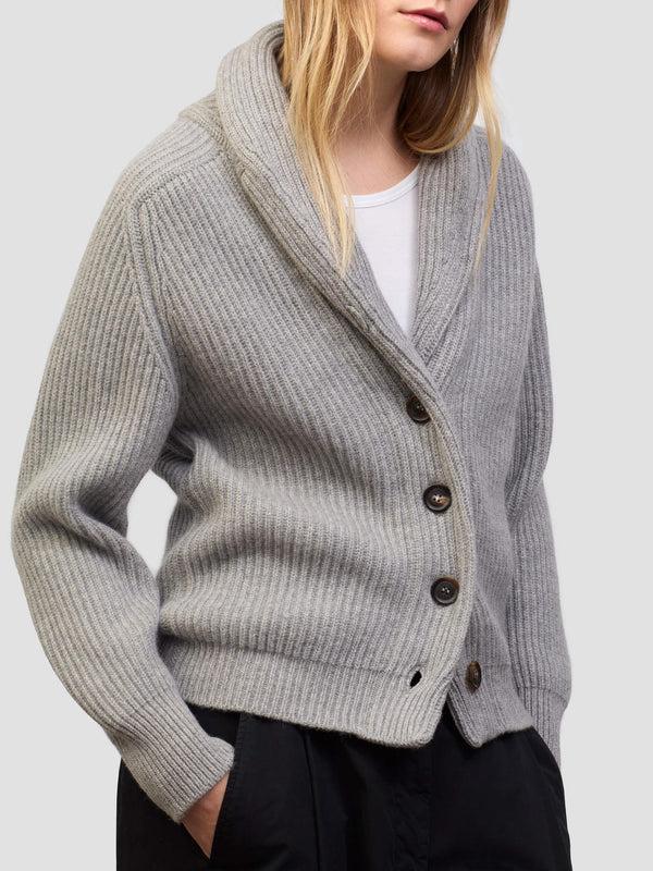 Begg & Co Womens Mini Yacht Cashmere Knitted Cardigan Light Grey