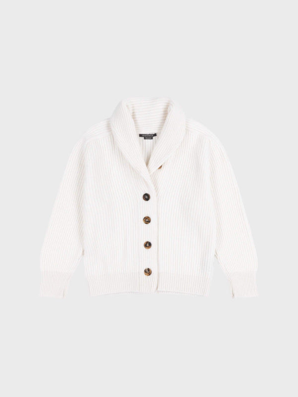 Begg & Co Womens Mini Yacht Ice White Cashmere Knitted Cardigan - Begg X Co