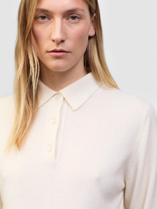 Begg & Co Womens Monterey Cashmere Knitted Polo Frost| Begg X Co