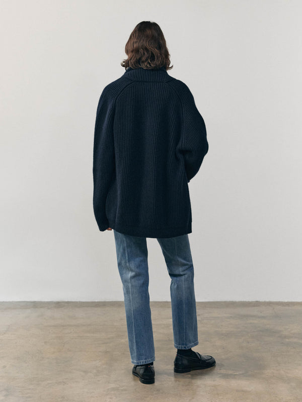 Begg & Co Womens Navy Yacht Cashmere Knitted Cardigan