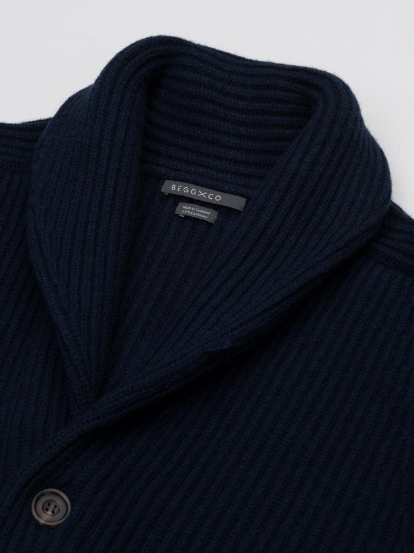 Begg & Co Womens Navy Yacht Cashmere Knitted Cardigan