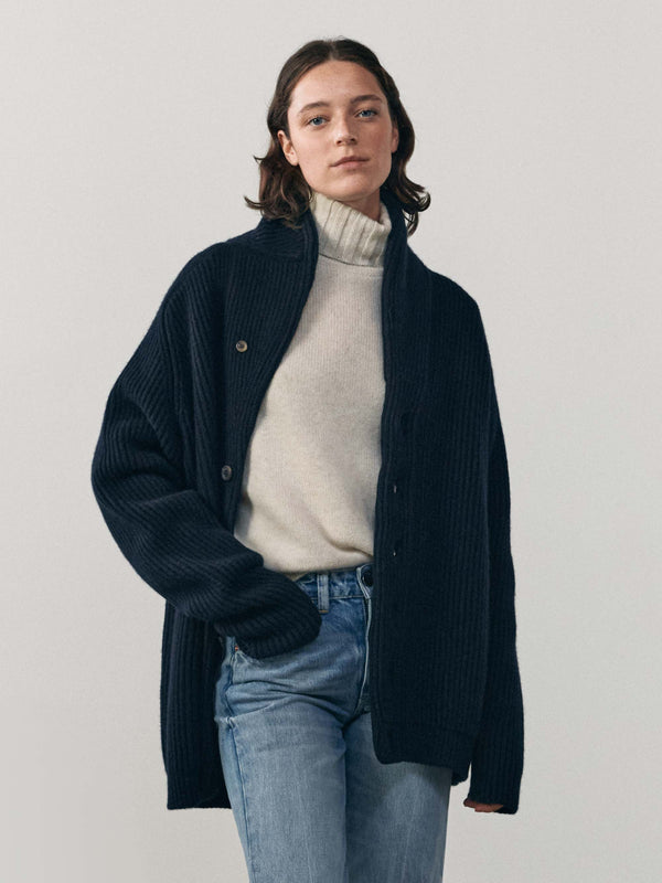 begg & co Womens Navy Yacht Cashmere Knitted Cardigan