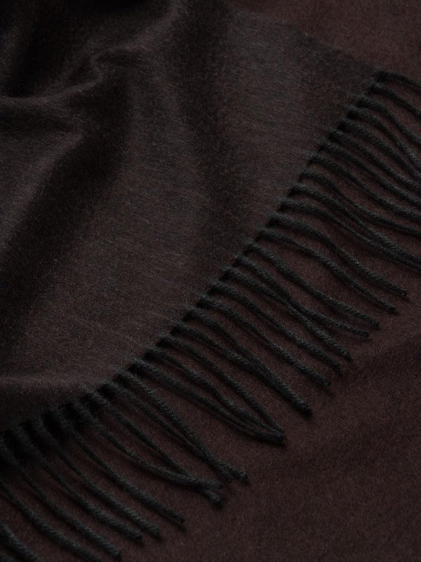 Begg & Co Womens Oversized Reversible Cashmere Scarf Charcoal Chocolate- Begg X Co