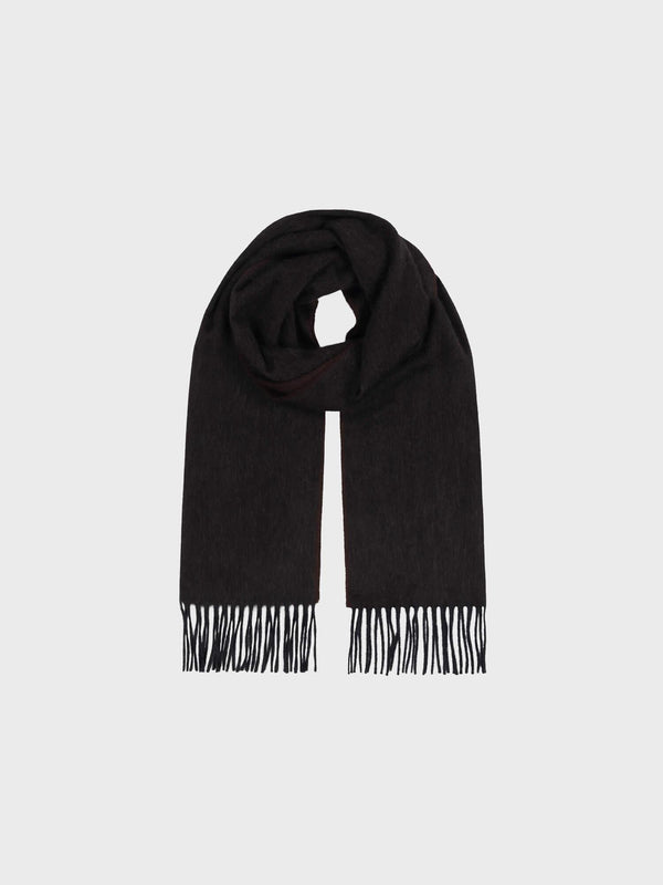 begg & co Womens Oversized Reversible Cashmere Scarf Charcoal Chocolate- Begg x Co