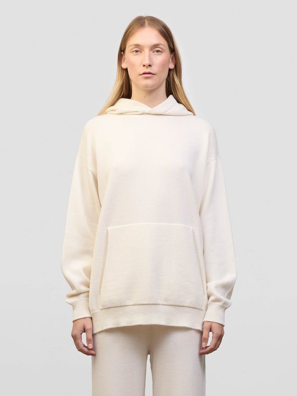 begg & co Womens Rockcliffe Cashmere Knitted Hoody Frost