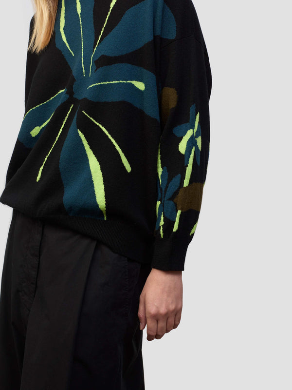 Begg & Co Womens Shiomi Black Multi Intarsia Cashmere Sweater- Begg X Co