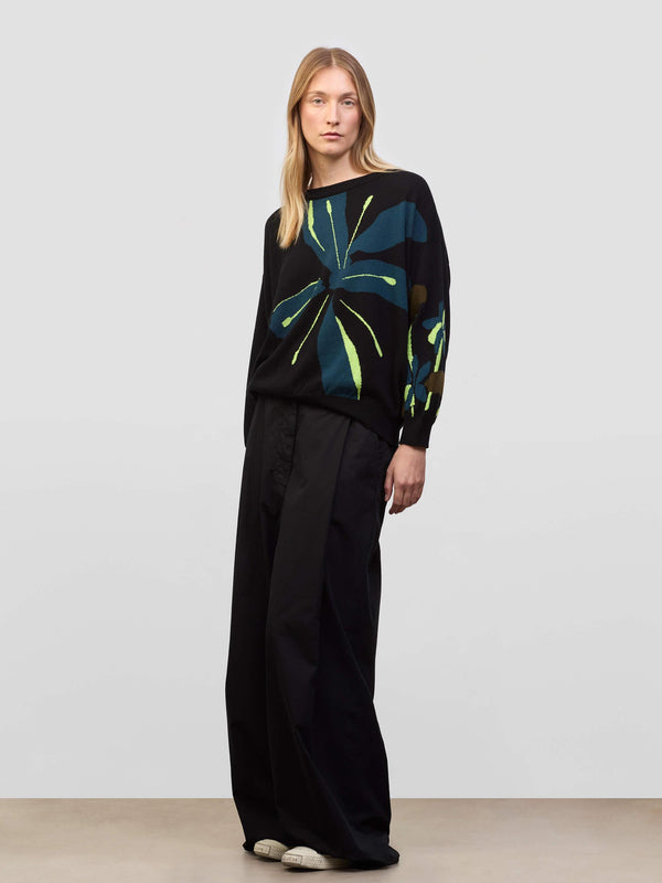 Begg & Co Womens Shiomi Black Multi Intarsia Cashmere Sweater- Begg X Co