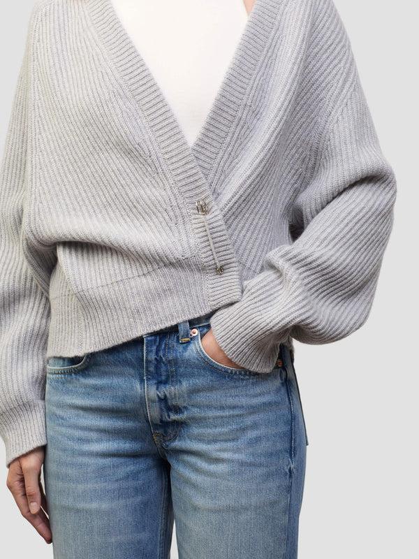 Begg & Co Womens Shrug Sanderling Grey Cashmere Cardigan - Begg X Co
