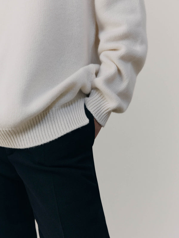 Begg & Co Womens Sophia Cashmere Roll Collar Sweater Frost| Begg X Co